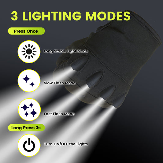 JLG05 LED Work Gloves – Durable Black Safety Gloves with Built-in Lights for Night Work