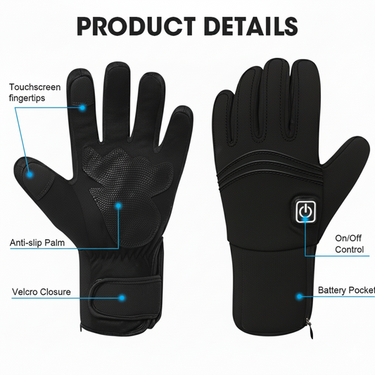 JHG36 Lightweight Heated Gloves – Flexible Thermal Gloves with Leather Palm for Men & Women