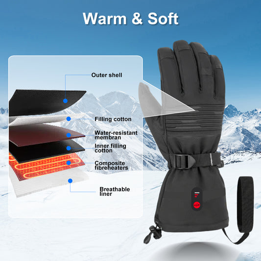 Heated Ski Gloves – Insulated Waterproof Heated Gloves for Skiing & Snowboarding