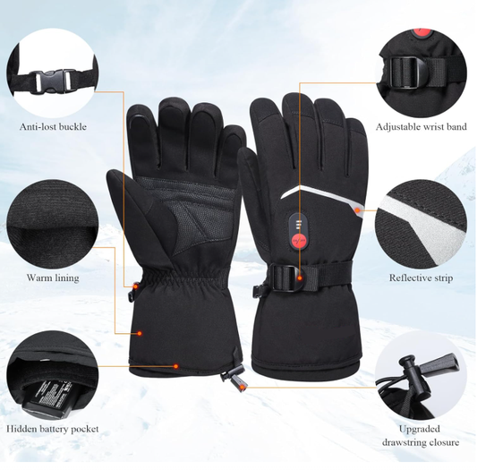 Premium Leather-Palm Heated Ski Gloves – Thick Winter Gloves for Skiing & Snow Sports