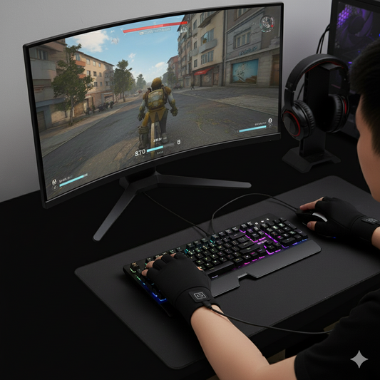 Full-Finger Touch Typing Heated Gloves for Men & Women – Rechargeable, 3 Heat Settings, Winter Office Gloves