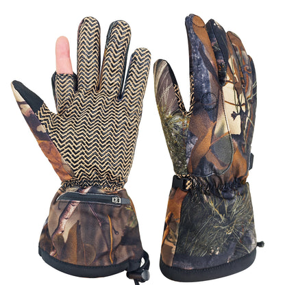 Camouflage Heated Hunting Gloves for Men & Women – Rechargeable, 3 Heat Settings, Waterproof, Silent LED Design