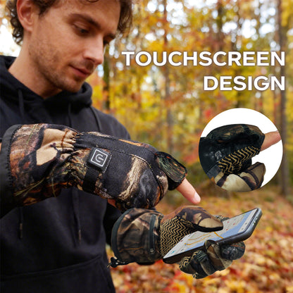 Camouflage Heated Hunting Gloves for Men & Women – Rechargeable, 3 Heat Settings, Waterproof, Silent LED Design