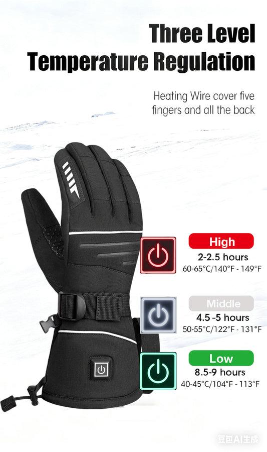Thick Insulated Heated Ski Gloves – Waterproof Winter Gloves for Extreme Cold
