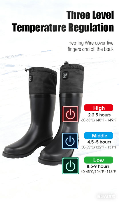 3-level temperature control settings for rechargeable heated footwear